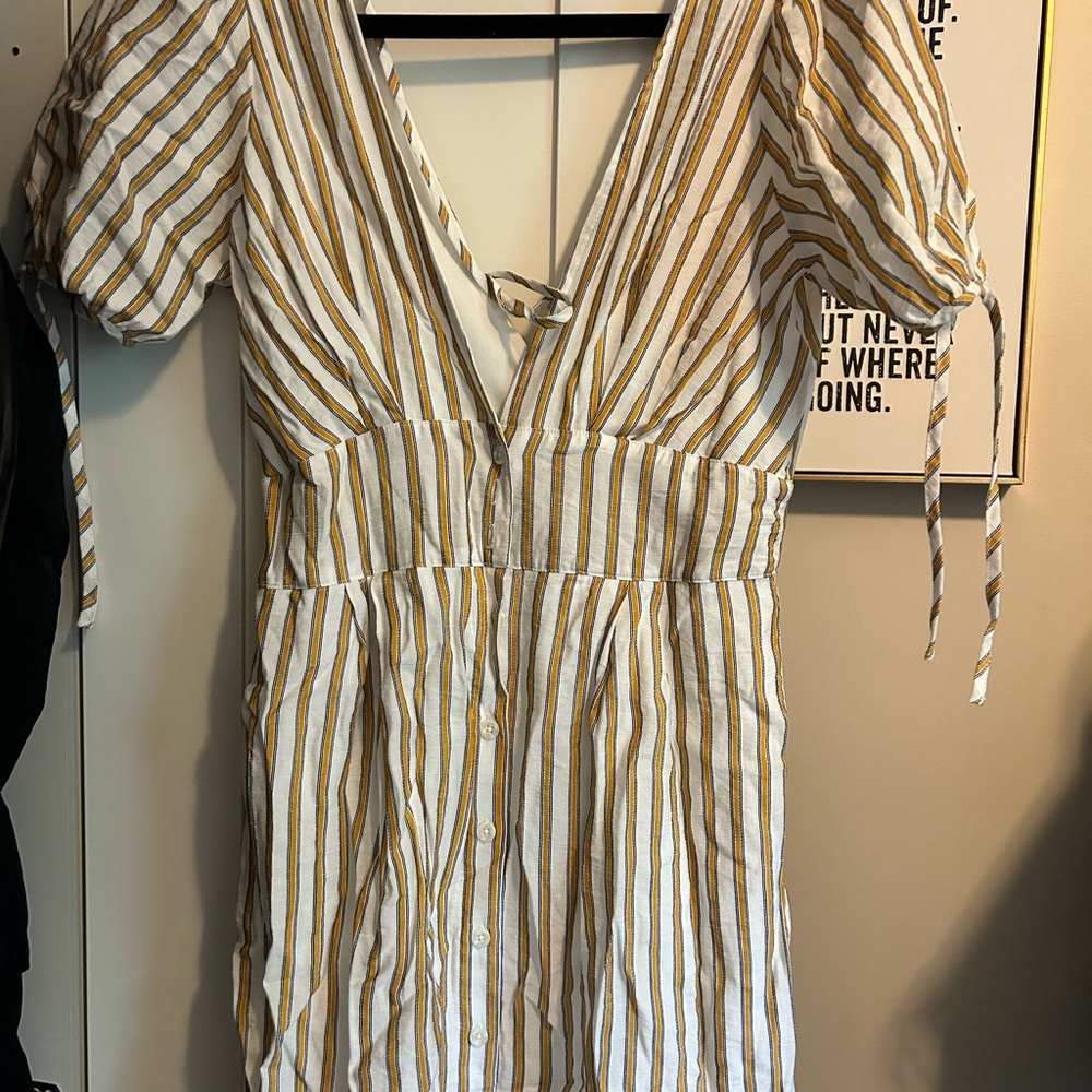 Mini Striped V-Neck Dress SMALL